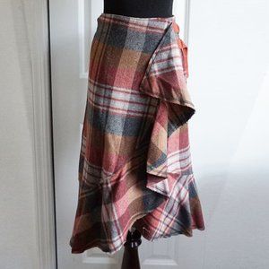 NWT Free People Wool Plaid Wrap Skirt